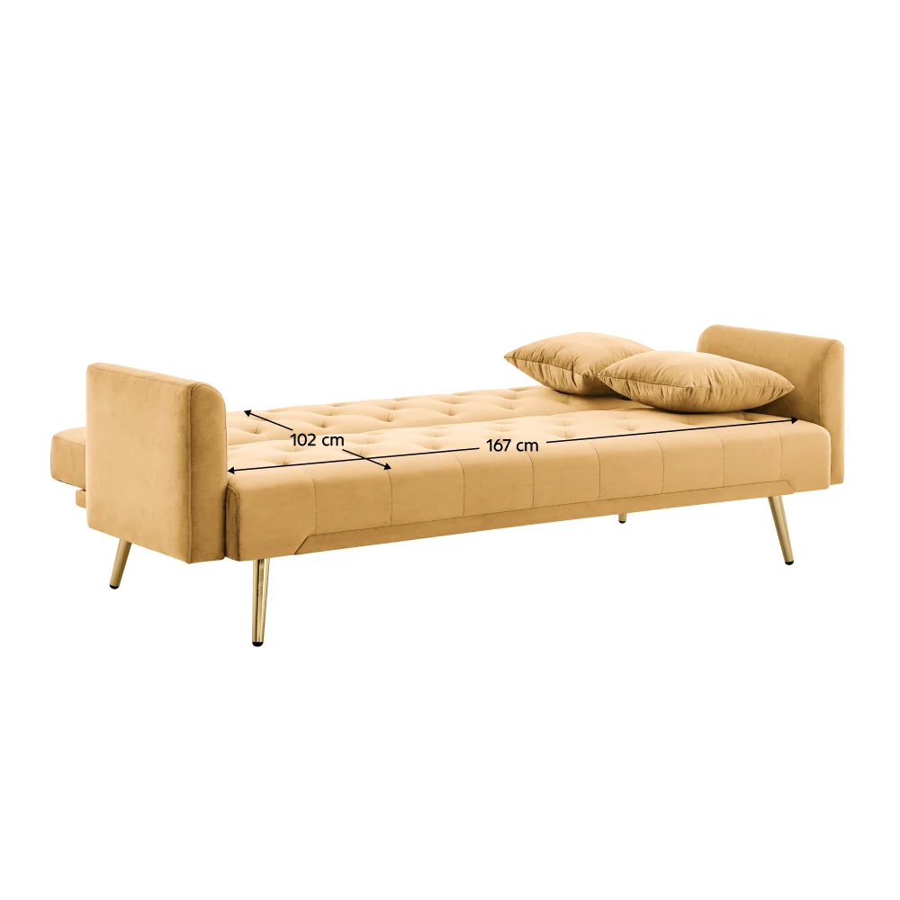 Canapea extensibila, mustar/gold crom-auriu, ALISIA