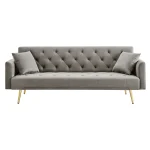 Canapea extensibila, gri-maroniu Taupe/gold crom-auriu, ALISIA