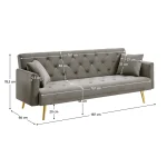 Canapea extensibila, gri-maroniu Taupe/gold crom-auriu, ALISIA