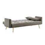 Canapea extensibila, gri-maroniu Taupe/gold crom-auriu, ALISIA