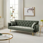 Canapea extensibila, verde inchis/gold crom-auriu, ALISIA