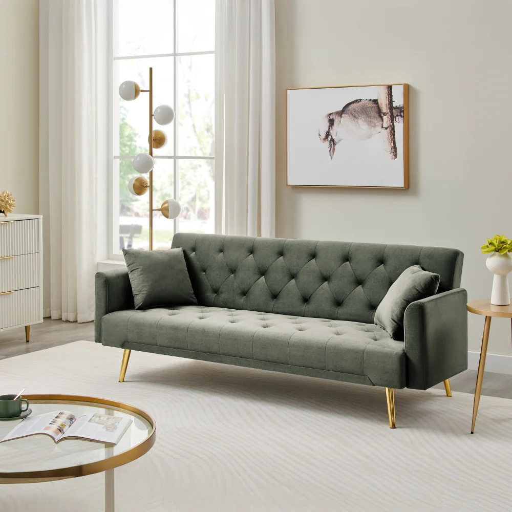 Canapea extensibila, verde inchis/gold crom-auriu, ALISIA