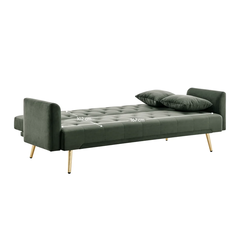 Canapea extensibila, verde inchis/gold crom-auriu, ALISIA