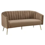 Canapea de design cu 3 locuri, tesatura Velvet maro/gold crom-auriu, BAGY
