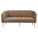Canapea de design cu 3 locuri, tesatura Velvet maro/gold crom-auriu, BAGY