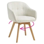 Scaun rotativ pentru sufragerie, crem/fag, DIMER