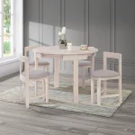Set de sufragerie 1+4, lemn masiv, alb model lemn /gri-bej, DOMIO