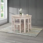 Set de sufragerie 1+4, lemn masiv, alb model lemn /gri-bej, DOMIO