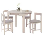 Set de sufragerie 1+4, lemn masiv, alb model lemn /gri-bej, DOMIO