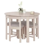 Set de sufragerie 1+4, lemn masiv, alb model lemn /gri-bej, DOMIO