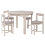 Set de sufragerie 1+4, lemn masiv, alb model lemn /gri-bej, DOMIO