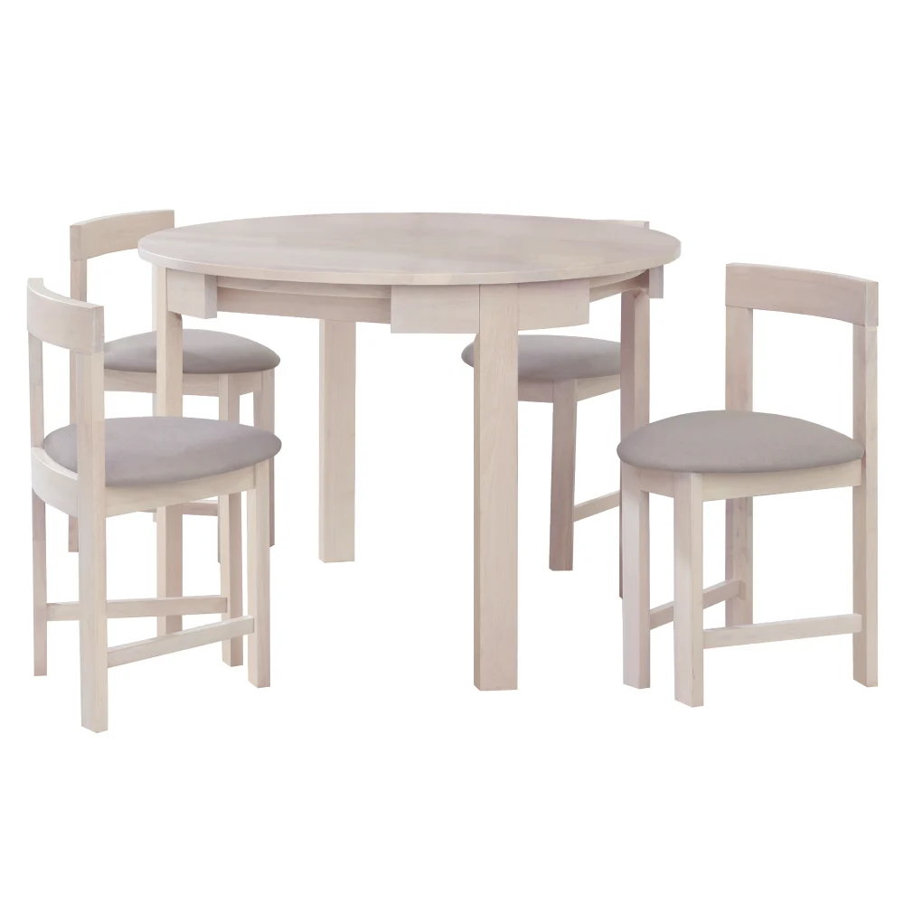 Set de sufragerie 1+4, lemn masiv, alb model lemn /gri-bej, DOMIO