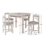 Set de sufragerie 1+4, lemn masiv, alb model lemn /gri-bej, DOMIO