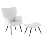Fotoliu cu suport pentru picioare, gri deschis tesatura Velvet/negru, HABEN