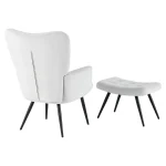 Fotoliu cu suport pentru picioare, gri deschis tesatura Velvet/negru, HABEN