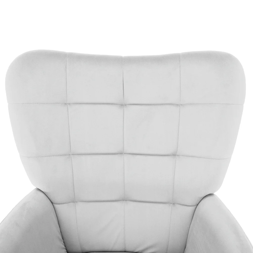 Fotoliu cu suport pentru picioare, gri deschis tesatura Velvet/negru, HABEN