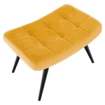 Fotoliu cu suport pentru picioare, galben tesatura Velvet/negru, HABEN