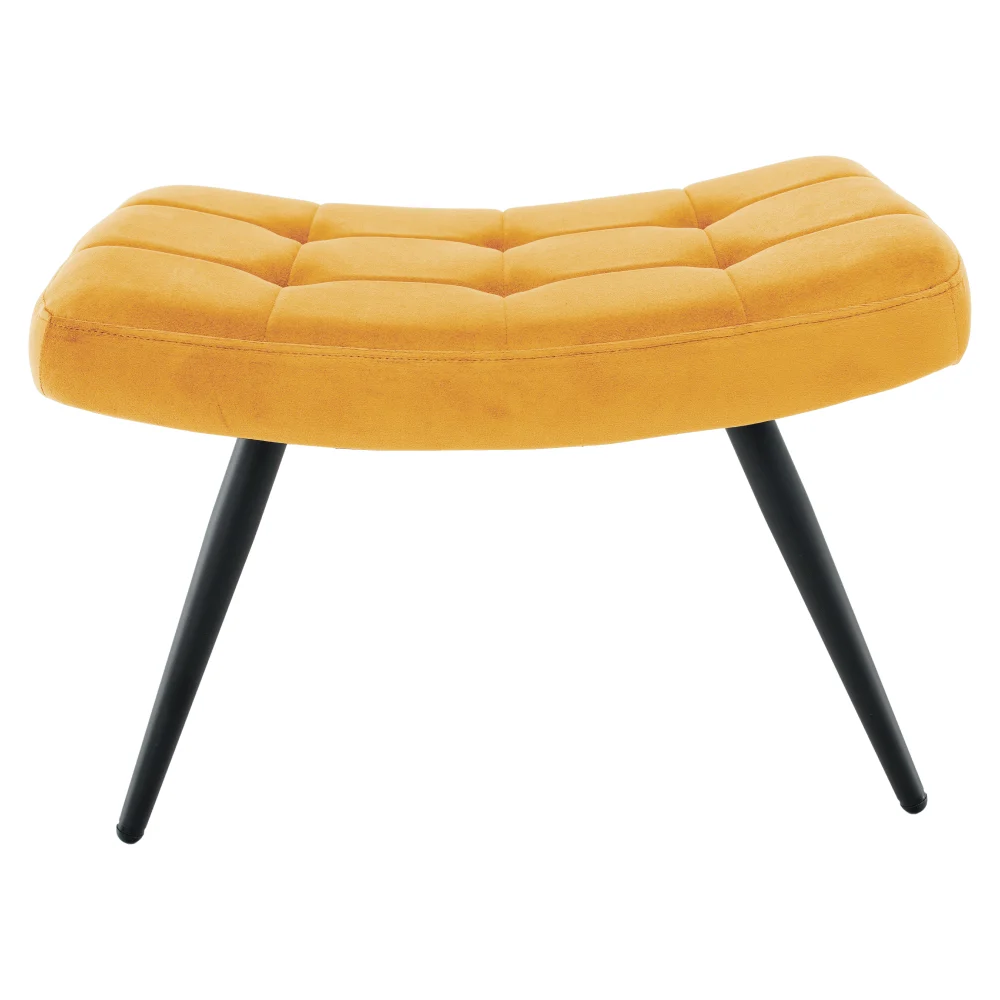 Fotoliu cu suport pentru picioare, galben tesatura Velvet/negru, HABEN