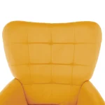 Fotoliu cu suport pentru picioare, galben tesatura Velvet/negru, HABEN