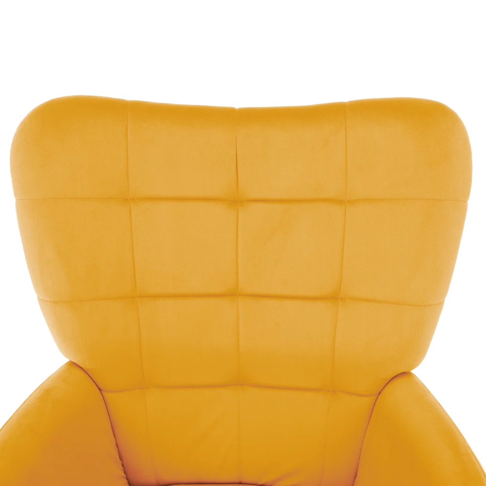 Fotoliu cu suport pentru picioare, galben tesatura Velvet/negru, HABEN