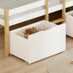 Pat cu spatiu de depozitare, 90x200, stejar/alb, JUNA