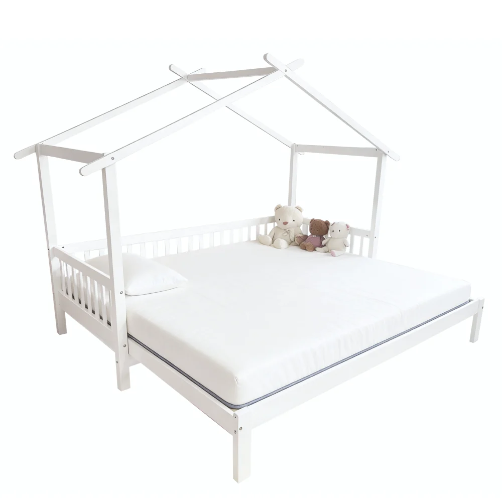 Pat Montessori cu pat suplimentar, alb, 90x200, KESIO