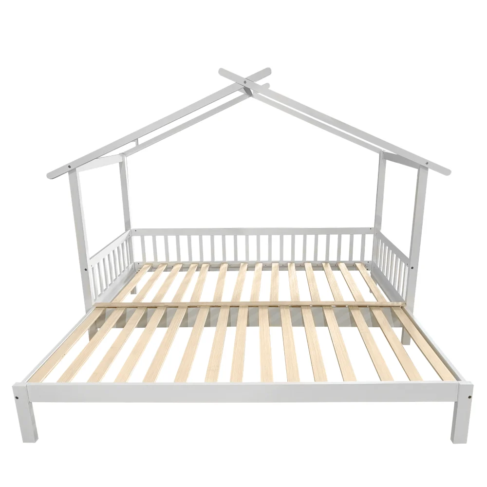 Pat Montessori cu pat suplimentar, alb, 90x200, KESIO