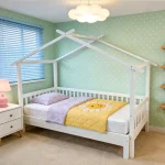 Pat Montessori cu pat suplimentar, alb, 90x200, KESIO