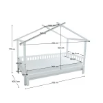 Pat Montessori cu pat suplimentar, alb, 90x200, KESIO