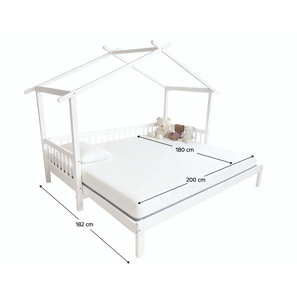 Pat Montessori cu pat suplimentar, alb, 90x200, KESIO