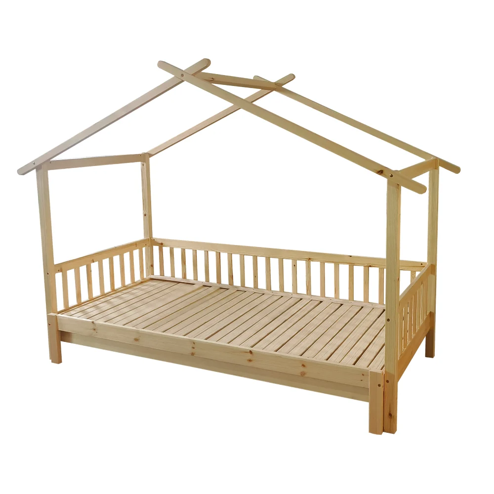 Pat Montessori cu pat suplimentar, natural, 90x200, KESIO