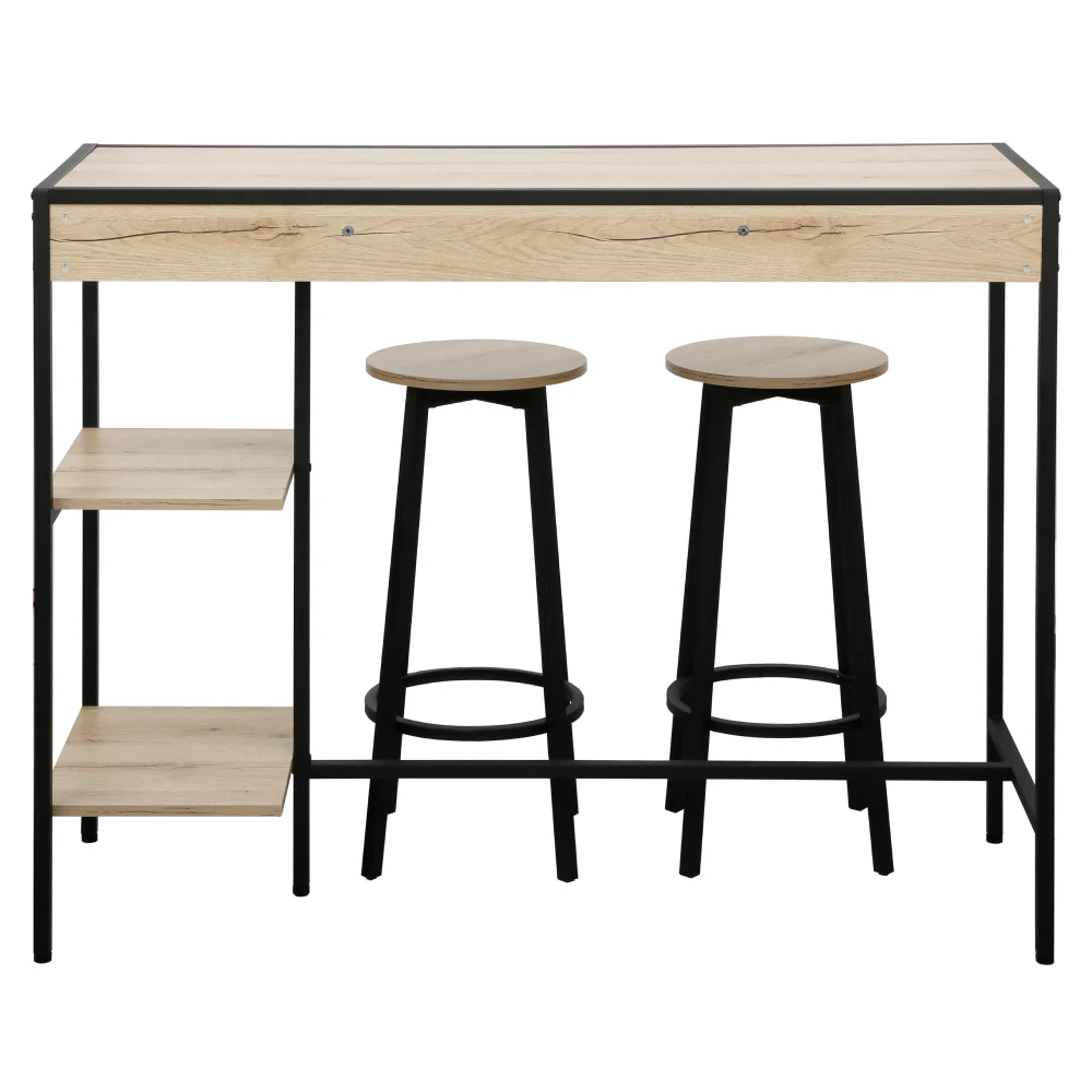Set bar 1+2, stejar/negru, POHOS