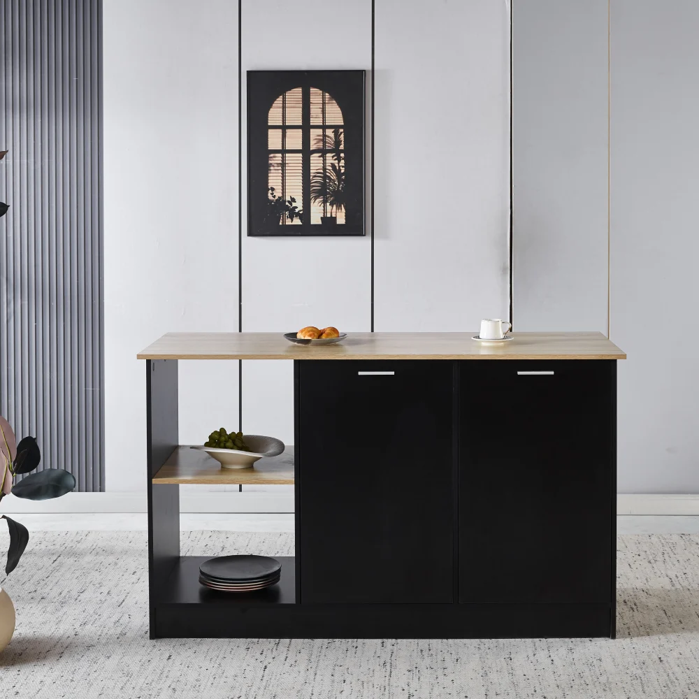 Insula de bucatarie, 150x60 cm, stejar/negru, POMPEJ