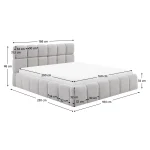 Pat cu somiera metalica si spatiu de depozitare, 160x200, gri, SORELA